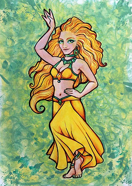 Golden Dancer in Green Hues