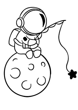Astronaut fishing for stars on moon