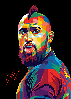 Arturo Vidal Colorful Pop Art Portrait