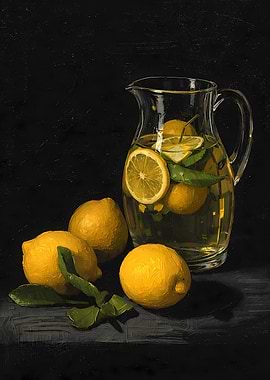 Dark Mood Lemonade Still Life Painting