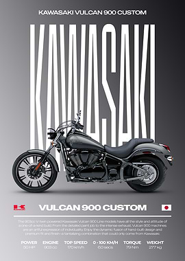 Kawasaki Vulcan 900 Custom Motorcycle Poster