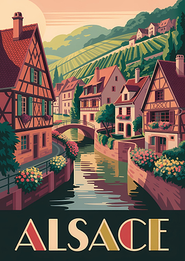 Alsace Village Illustration