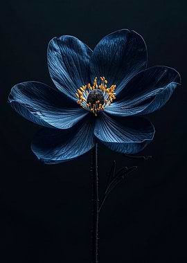 Elegant Blue Flower on Dark Background