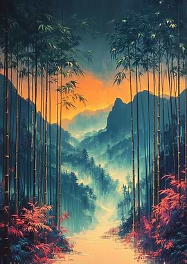 Bamboo Forest Landscape Painting