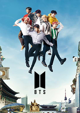 BTS Group Photo with Landmark Background