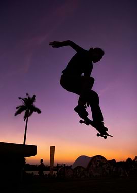 Skateboarder Silhouette at Sunset