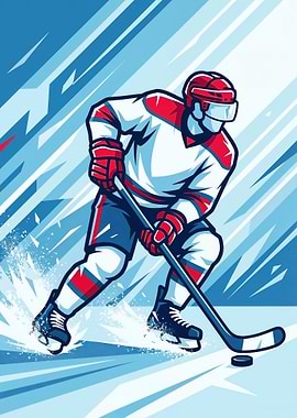 Hockey Player Action Illustration
