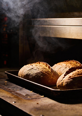 Freshly Baked Bread in Oven