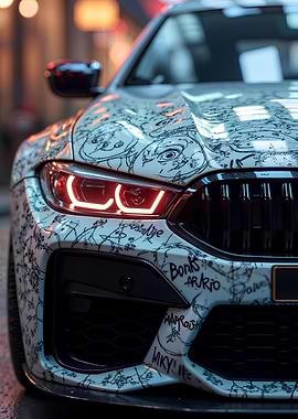 Customized BMW with Graffiti Art