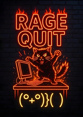 Rage Quit Neon Cat