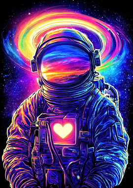 Astronaut in Space with Heart