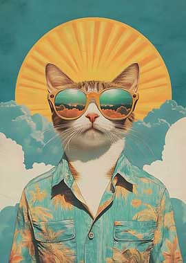 Cool Cat in Sunglasses and Shirt