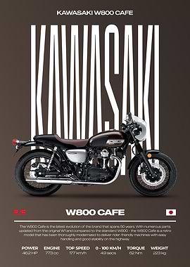 Kawasaki W800 Cafe Motorcycle Poster
