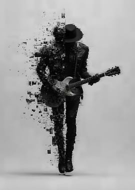 Guitarist Pixelation Art