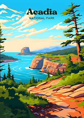 Acadia National Park Maine USA Scenic Landscape Art