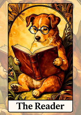 Funny Dog Reader Tarot Card