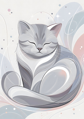 Sleeping Cat Illustration