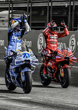 Motorcycle Racing Victory Celebration