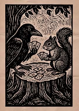 Crow and Squirrel Playing Cards
