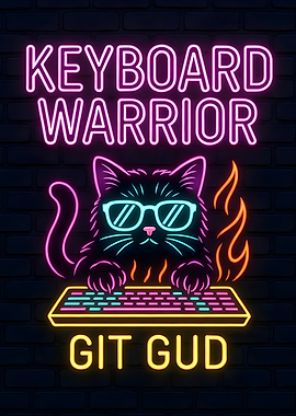 Keyboard Warrior Cat Neon Sign