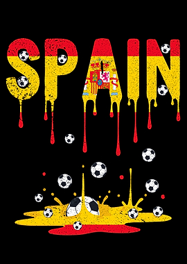 Cute Dripping Spain Flag Football Soccer Ball