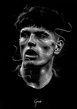 Garnacho Portrait in White Lines