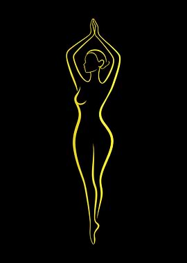Golden Line Art Female Silhouette