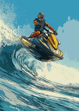 Jet Ski Rider on a Wave