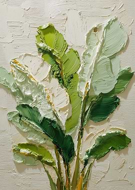 Textured Green Leaves Painting