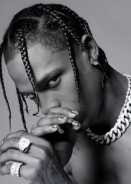 Travis Scott Portrait in Black and White
