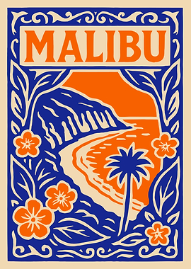 Malibu Beach Floral Art Print