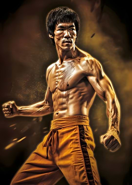 Bruce Lee in Fighting Stance