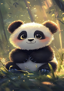 Cute Panda in Forest