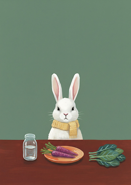 Rabbit with Vegetables Still Life