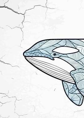 Detailed Orca Illustration on Textured Background 1/3