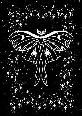 Celestial Moth with Crescent Moons