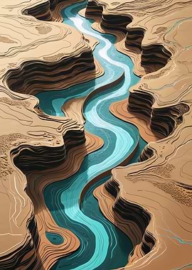 Topographic Azure Canyon Flow