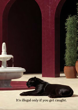 Black Panther by Fountain with Quote