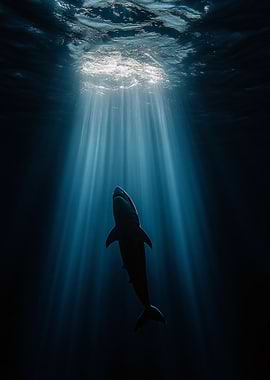 Great White Shark in Ocean Depths