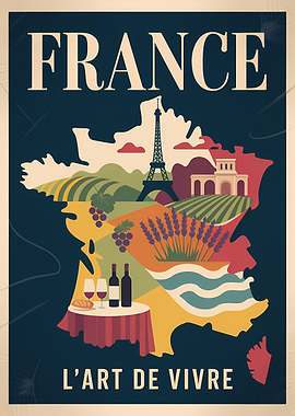 France Travel Poster: L'Art de Vivre