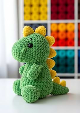 Crocheted Green Dinosaur Plush Toy