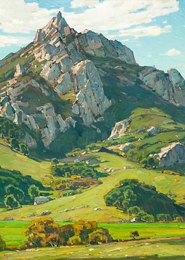 Old Mountain Landscape Painting