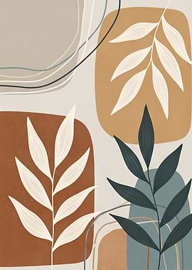 Abstract Botanical Art with Neutral Tones