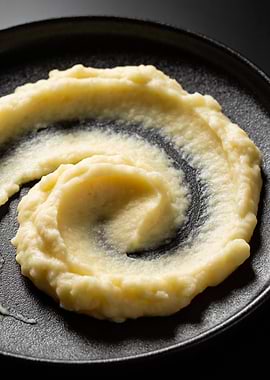 Mashed Potatoes on Black Plate