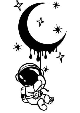 Astronaut Hanging from Dripping Moon