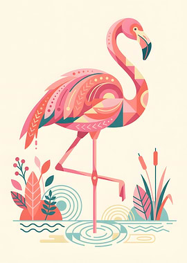 Stylized Flamingo Illustration