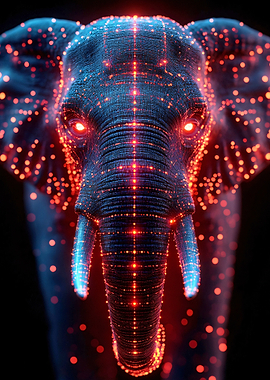 Cyberpunk Elephant with Glowing Lights