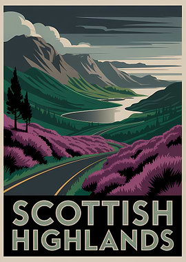 Scottish Highlands Travel Poster Art