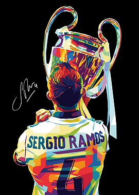 Sergio Ramos Champions League Trophy Art