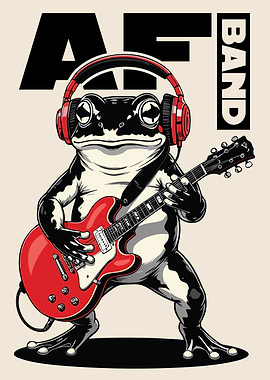 Frog with Guitar and Headphones